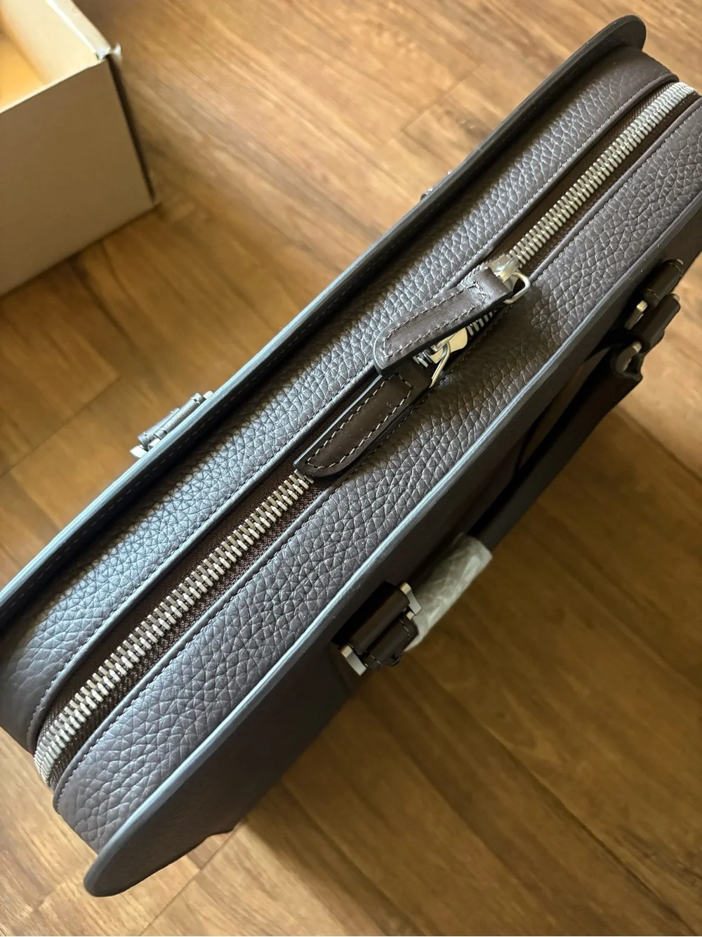 Authentic NWT- Carl Friedrik Palissy Briefcase- Grained Leather, Chocolate